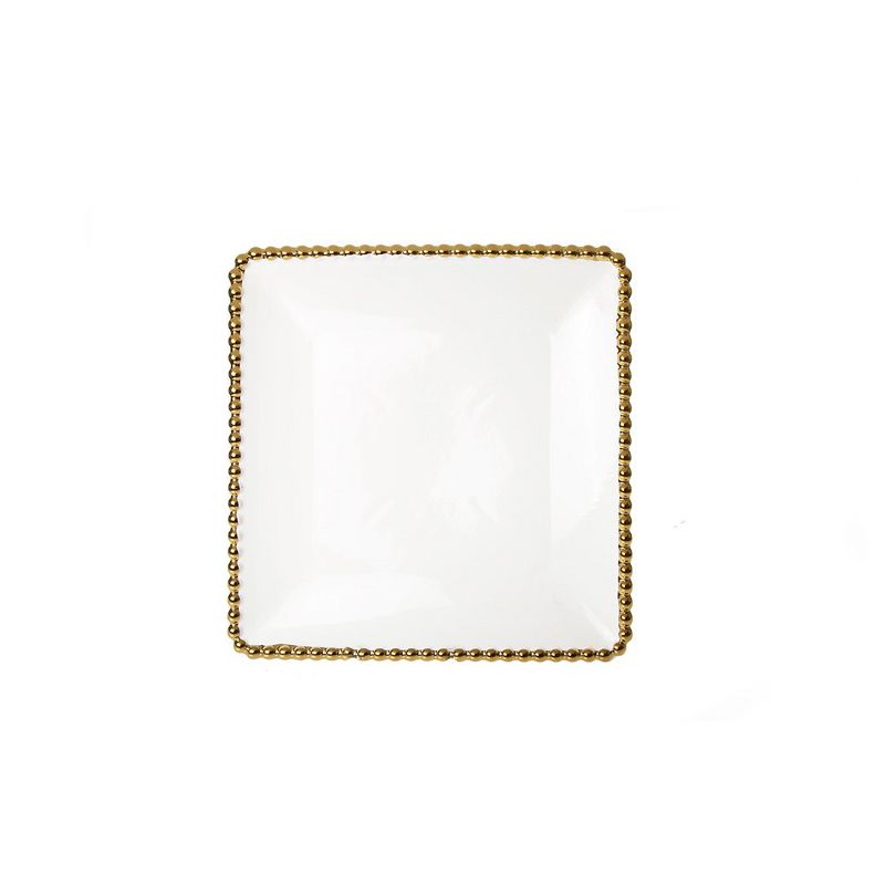 Classic Touch Porcelain White Plates with Gold Beaded Design, 1 of 4