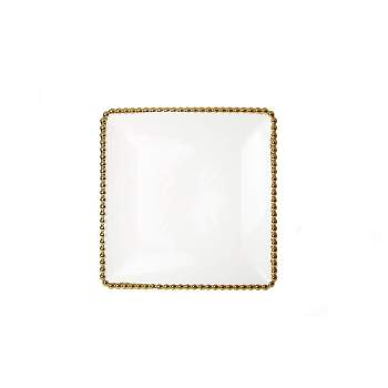 Classic Touch Porcelain White Plates with Gold Beaded Design
