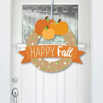 Big Dot of Happiness Pumpkin Patch - Outdoor Fall, Halloween or Thanksgiving Party Decor - Front Door Wreath