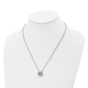 Chisel Stainless Steel Polished Cubic Zirconia October Birthstone Circle Pendant on a 20" Multi-Link Chain Necklace - 1 of 4