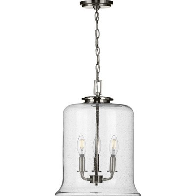 Winslett Brushed Nickel 17" Pendant with Seeded Glass Shade