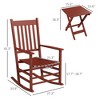 Outdoor Rocking Chair Set of 2 with Side Table, Patio Wooden Rocking Chair with Smooth Armrests, High Back for Garden, Balcony, Porch - 3 of 4