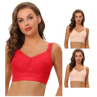 Allegra K Women's Full Coverage Wide Straps Longline Hem Wirefree Bralettes 3 Packs