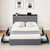 Whizmax Bed Frame with 4 Storage Drawers and Charging Station,Upholstered Bed Frame with Storage Headboard, Gray - image 2 of 4