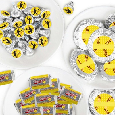 Big Dot of Happiness Grand Slam - Fastpitch Softball - Birthday Party or Baby Shower Candy Favor Sticker Kit - 304 Pieces