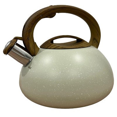3 Quart Whistling Tea Kettle – Tapered Marble Finish, Fast Boil Tea Pot with Heat Resistant Handle, Durable Tea Kettles for Electric & Gas Stoves