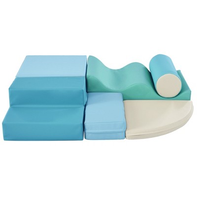 VYNXARIA 6 - in - 1 Soft Climbing Foam Toys! Stylish blue. Stairs, pads, cylinders. Safe and fun for kids' climbing. Hurry to grab!