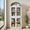 Arched Bookshelf with Doors Farmhouse Bookcase 15.83in Depth Display Storage Shelves 71.4in Tall Wooden Display Cabinet Rounded Bookcases - 3 of 4