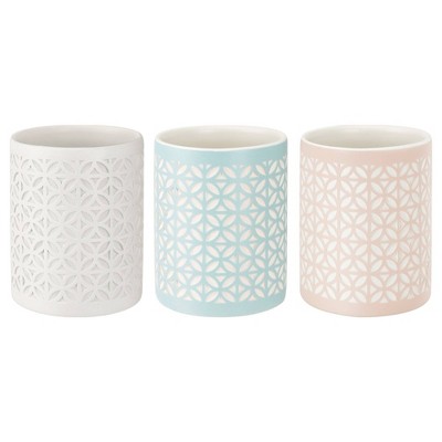 Felix White Ceramic Embossed Diamond Motif Tumbler