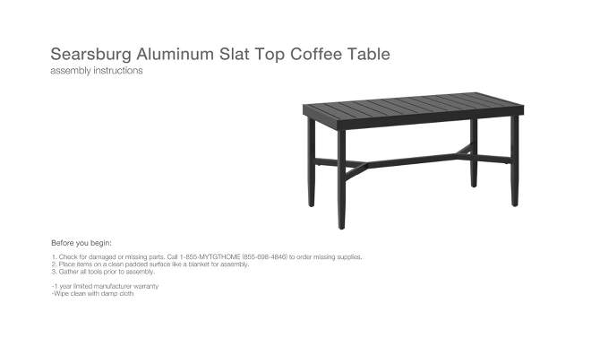 Aluminum Slat Top Rectangle Searsburg Outdoor Patio Coffee Table Black - Threshold&#8482;, 2 of 9, play video