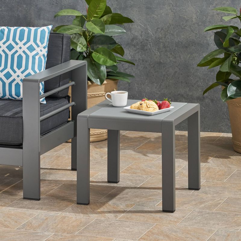Cape Coral Aluminum Patio Side Table Gray - Christopher Knight Home, 3 of 6