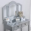 FURNIinspire Vanity Tables Wooden Makeup Vanity Desk Set Elegant Dressing Table with Drawers Stool Mirror for Bedroom, Silver, 31.5"*15.75"*55.11" - 4 of 4