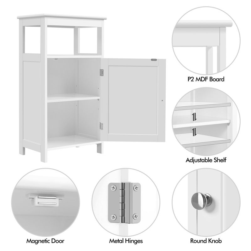 Yaheetech 4-Tier Bathroom Floor Cabinet for Bathroom Kitchen Hallway White, 6 of 9