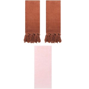 REGALWOVEN 3 Packs Striped and Tassels Hand Towels for Bathroom 14" x 30" - 1 of 4