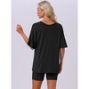 INSPIRE CHIC Women's Oversized V Neck Workout Tracksuit T-Shirts Tops with Biker Shorts Pajamas Lounge Set 2 Pcs - 4 of 4