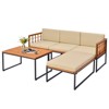 Tangkula 5PCS Furniture Set Acacia Wood Sectional Set with Seat & Back Cushions Patio - 4 of 4