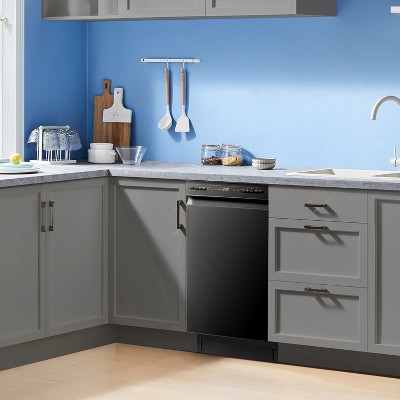 Midea 18-Inch Black Stainless Steel Built-In Dishwasher with Energy Star