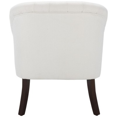 Sleek White Velvet Accent Chair with Walnut Flared Legs
