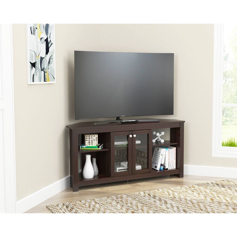 Corner TV Stand for TVs up to 60&#34; with Glass Doors - Inval, 2 of 9