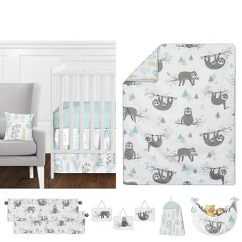 Sweet Jojo Designs Boy or Girl Gender Neutral Unisex Baby Crib Bedding Set - Sloth Blue Grey and Green 11pc