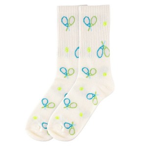 Women's Ivory Color With Tennis Novelty Socks - 1 of 3