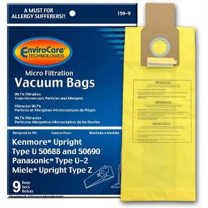 Kenmore Upright Type U/L/O 50688 and 50690, Panasonic Type U-2, Miele Type Z.Micro Filtration Vacuum Cleaner Dust Bags 9 Pack - 1 of 4