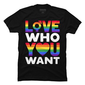 Adult Design By Humans Pride Love Who You WantBy BiTee T-Shirt - 1 of 2