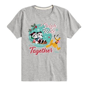 Boys' - Disney - Mickey, Minnie, & Pluto Sleigh Ride Together Christmas Short Sleeve Graphic T-Shirt - 1 of 3