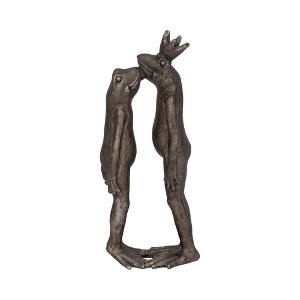 Sagebrook Home Kissing Frogs Garden Statue - Contemporary Polyresin Silver Frog Sculpture Decorative Figurine - 1 of 4