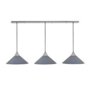 Toltec Lighting Stem 3 - Light Chandelier in  Brushed Nickel with 16" Gray Matrix Shade - 1 of 1