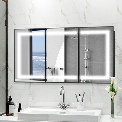 Lighted Medicine Cabinet with Mirror Wall Mounted Bathroom Mirror with Storage