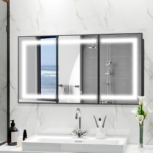 Lighted Medicine Cabinet with Mirror Wall Mounted Bathroom Mirror with Storage - 1 of 4