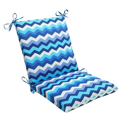 Outdoor Seat Pillow Perfect Square 2pc Cushion Chev PW Blue/Off-White