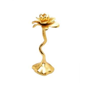 Classic Touch 11.5" Gold Flower Shaped Candle Holder