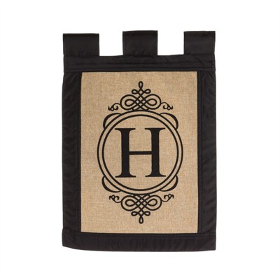Evergreen Garden Sub Burlap Monogram H Flag