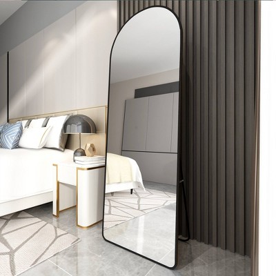 GlasFlength Full Length Mirrors, Wall-Mounted Full-Length Metal Frame Mirror for Bathroom, Bedroom, and Decor, Black, 23.2"*2"*64.9"