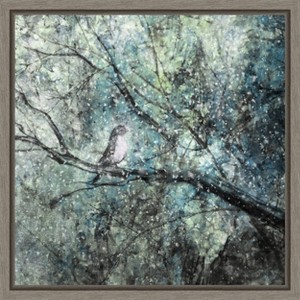 Amanti Art The Silence Of The Snow (Bird in Tree) by Delphine Devos Canvas Wall Art Print Framed 16 x 16-in. - 1 of 4