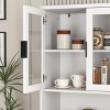 MAYEERTY Tempered Glass Door Tall Bookcase with Adjustable Shelves, 4-Door MDF Painted Cabinet in Black for Living/Bedroom - 3 of 4