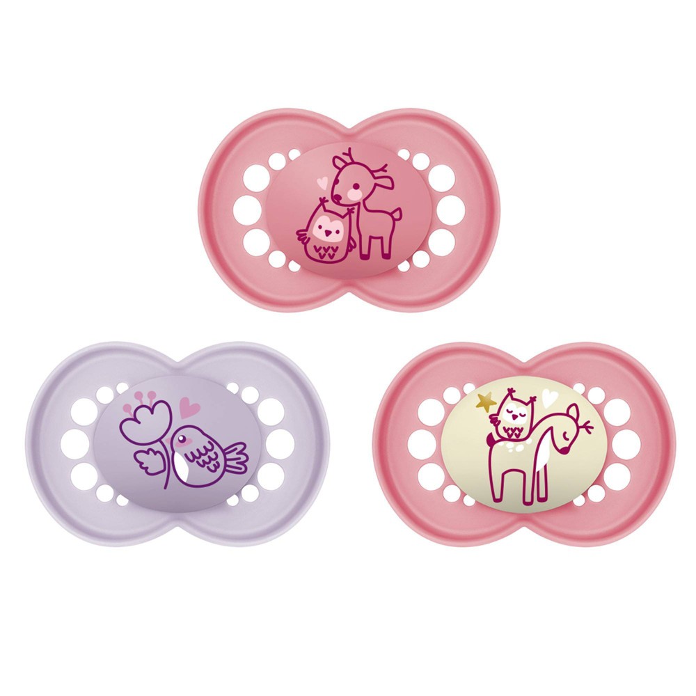 Photos - Bottle Teat / Pacifier MAM Day/Night Triple Pack, 6+ Months - Purple/Pink 3ct 
