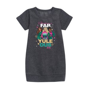 Girls' - Barbie - Holidays & Christmas Graphic Short Sleeve Fleece Dress - 1 of 3