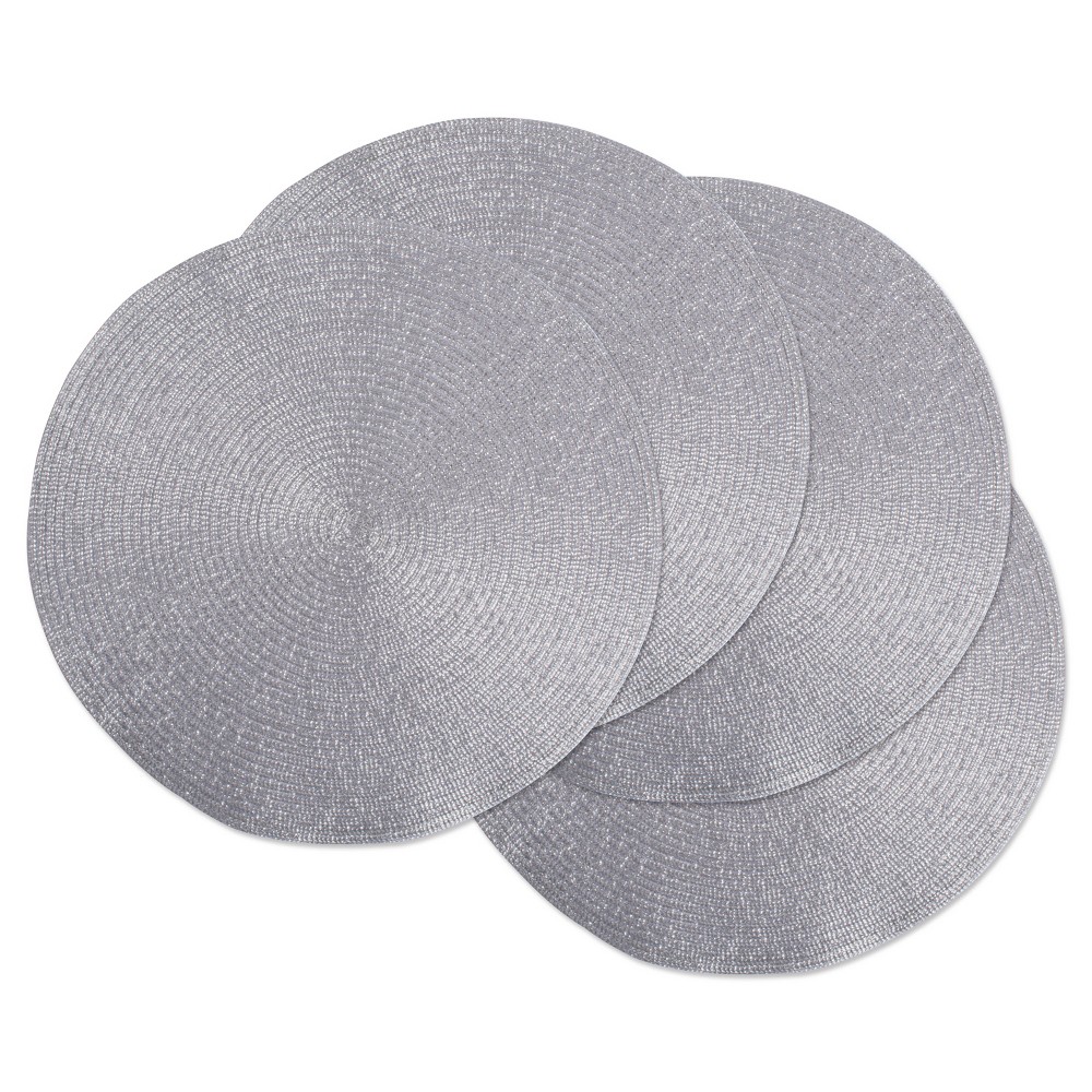 Photos - Tablecloth / Napkin Set of 4 Metallic Round Woven Placemat Silver - Design Imports