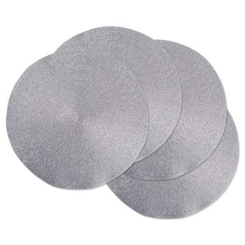 Set of 4 Metallic Round Woven Placemat Silver - Design Imports
