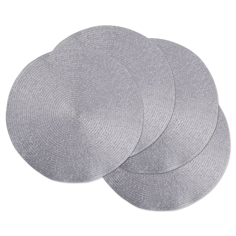 Set of 4 Metallic Round Woven Placemat Silver - Design Imports, 1 of 11