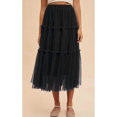 Women's TULLE TIERED MIDI SKIRT - AnnieWear