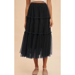 Women's TULLE TIERED MIDI SKIRT - AnnieWear - 1 of 1