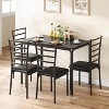 Glass Dining Table Set w/ 4 PU Chairs, Compact Rectangular Table for Small Spaces, Metal Frame, Black - 2 of 4
