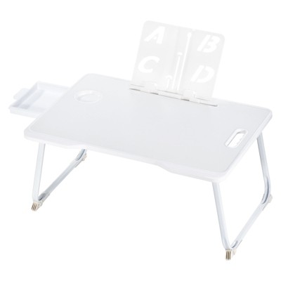 Unique Bargains Laptop Bed Desk Tray Portable Desk with Storage Drawer Reading Holder Water Slot Foldable Table