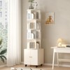 Gulches 360¡ã Rotating 5-Tier Corner Bookshelf with Double-Door Drawer - White Wooden Narrow Storage Rack, Space-Saving Floor Bookcase - 3 of 4