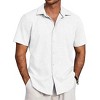 COOFANDY Men's Beach Summer Shirts Linen Texture Shirts Short Sleeve Casual Button Down Shirt - 2 of 4