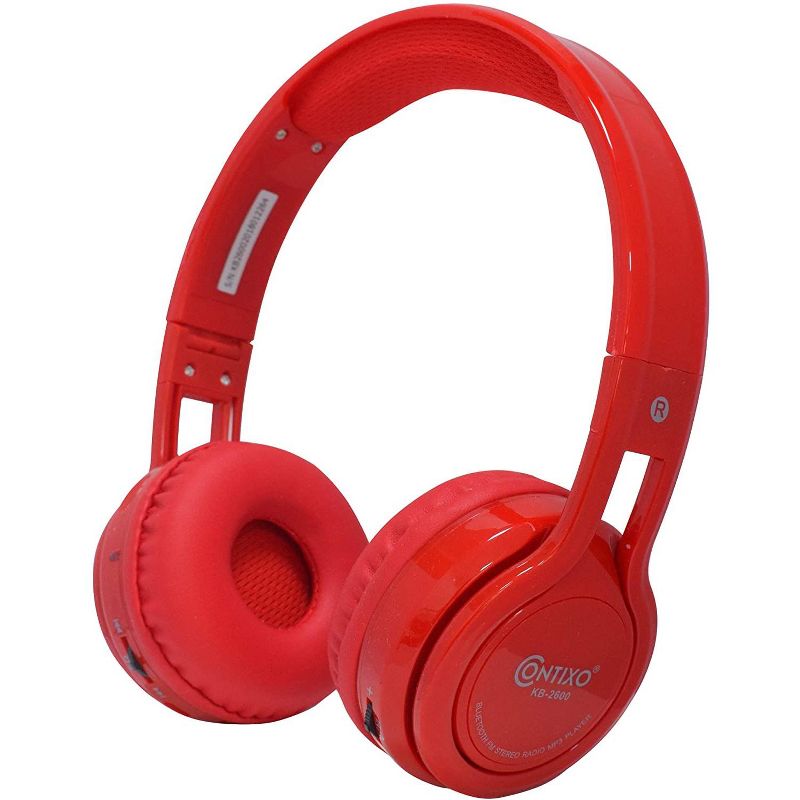 Contixo KB2600 Kids Bluetooth Wireless Headphones -Volume Safe Limit 85db -On-The-Ear Adjustable Headset (Red), 4 of 10